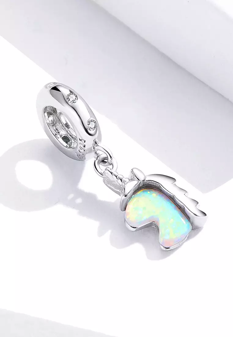 Solid 925 Sterling Silver Glowing Cute Baby Horse Animal Pandora Inspired Charm