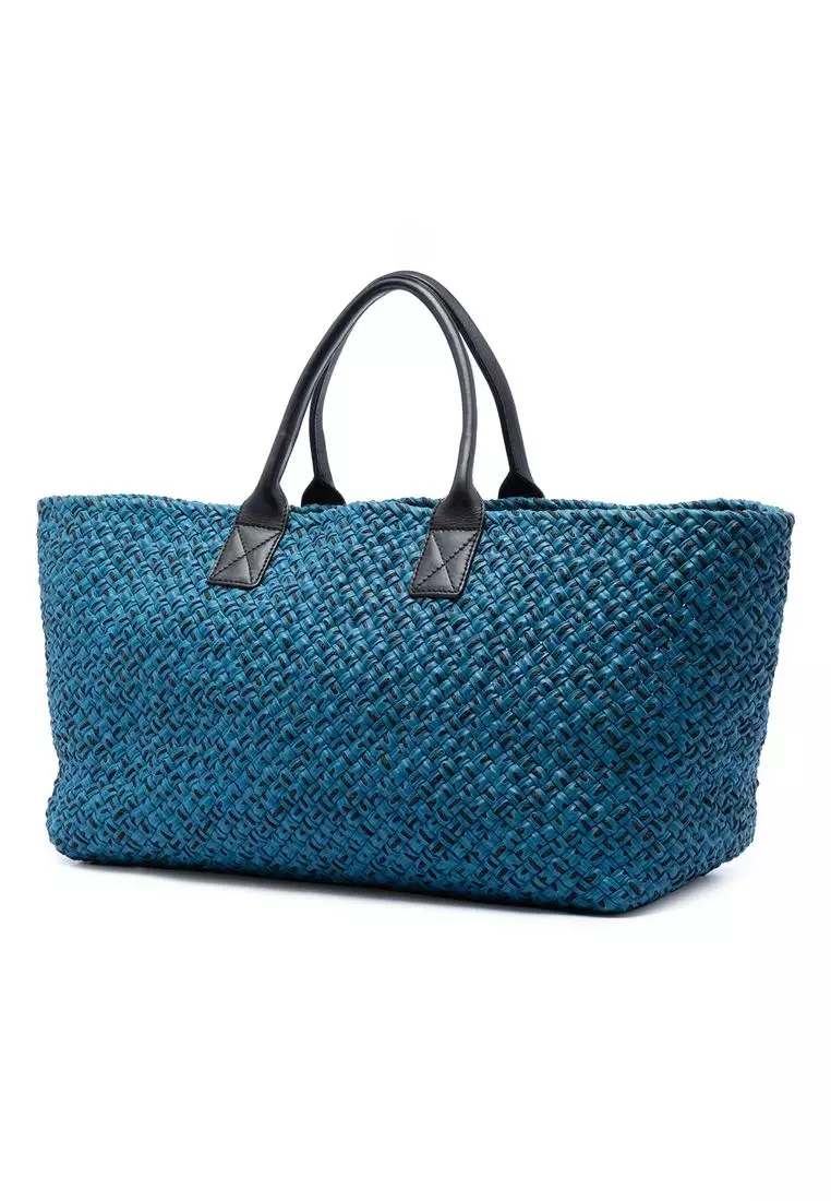 Pre-Loved Bottega Veneta Large Lambskin Intreccio Cabat Tote