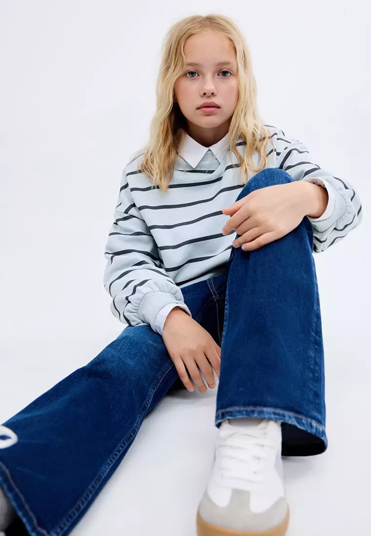 Embroidery Striped Sweatshirt