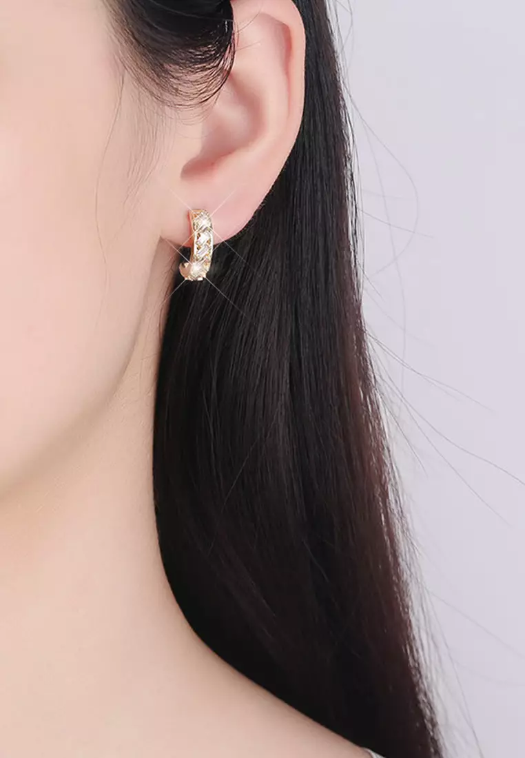 Anting Wanita Titanium Original Korea Fashion Antingan Cewek Anti Pudar Kotak Indah gold color