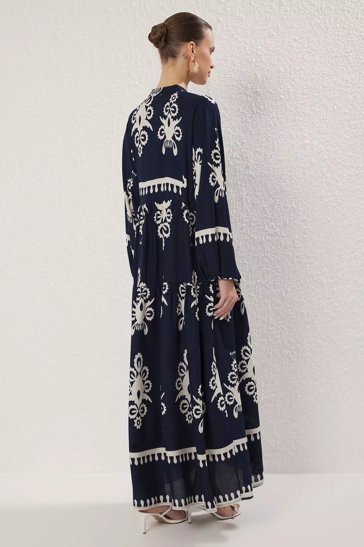 Navy Blue Viscose Woven Dress TCTSS24EB00221