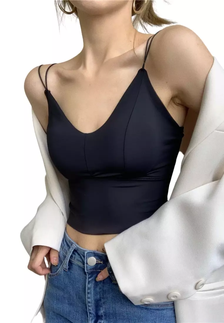 Premium Reina Corset Top Seamless Bralette Top in Black
