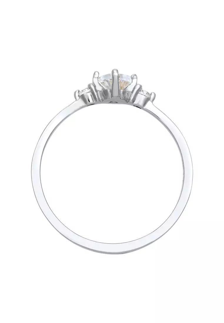 Cincin Perhiasan Perak 925 Wanita Engagement Oval Zirconia Crystals