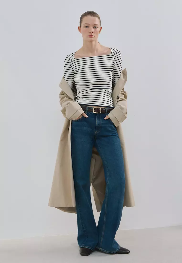 Cotton Boat Neck T-Shirt