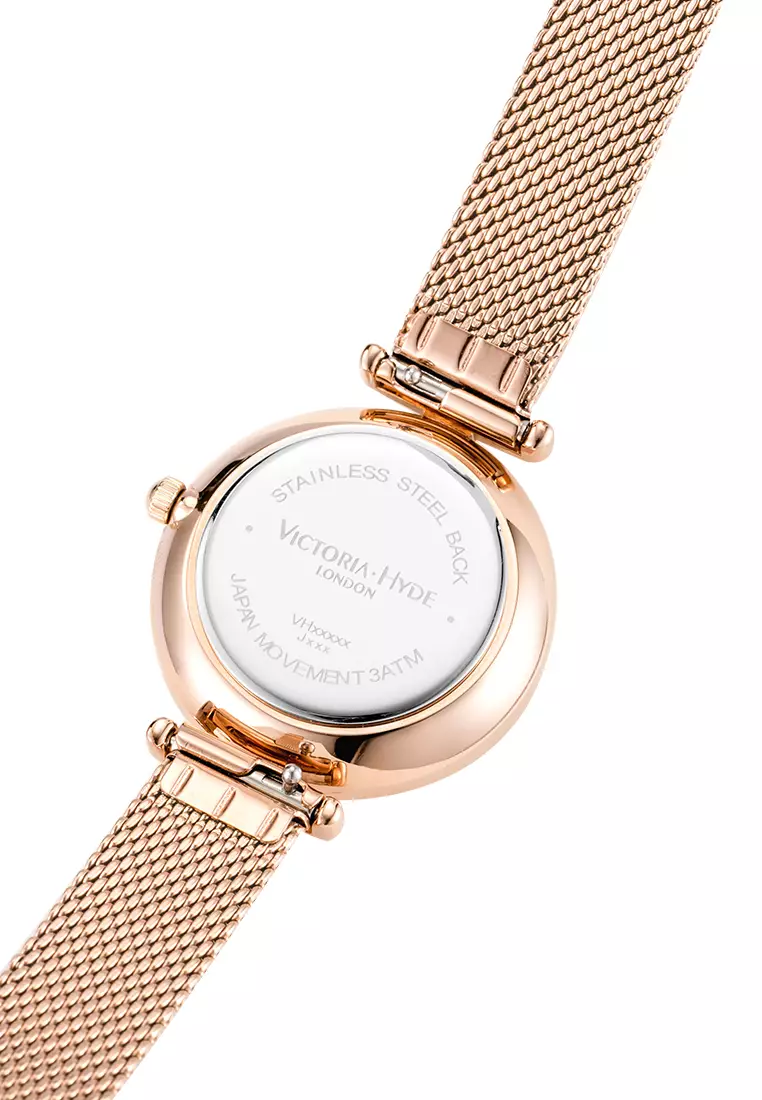 Pearl 30mm 女士手表 天然珍珠手表 玫瑰金不鏽鋼編織表帶 黃銅表殼-玫瑰金色