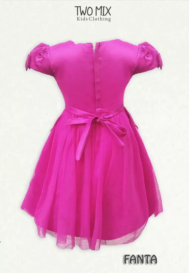 Two Mix - Dress Anak Natal Perempuan - Gaun Anak Cewek Pesta Christmas Satin 1-12 Tahun Y888 Fanta