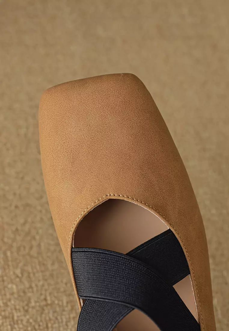Cross Strap Square Toe Ballerinas WW8929-3