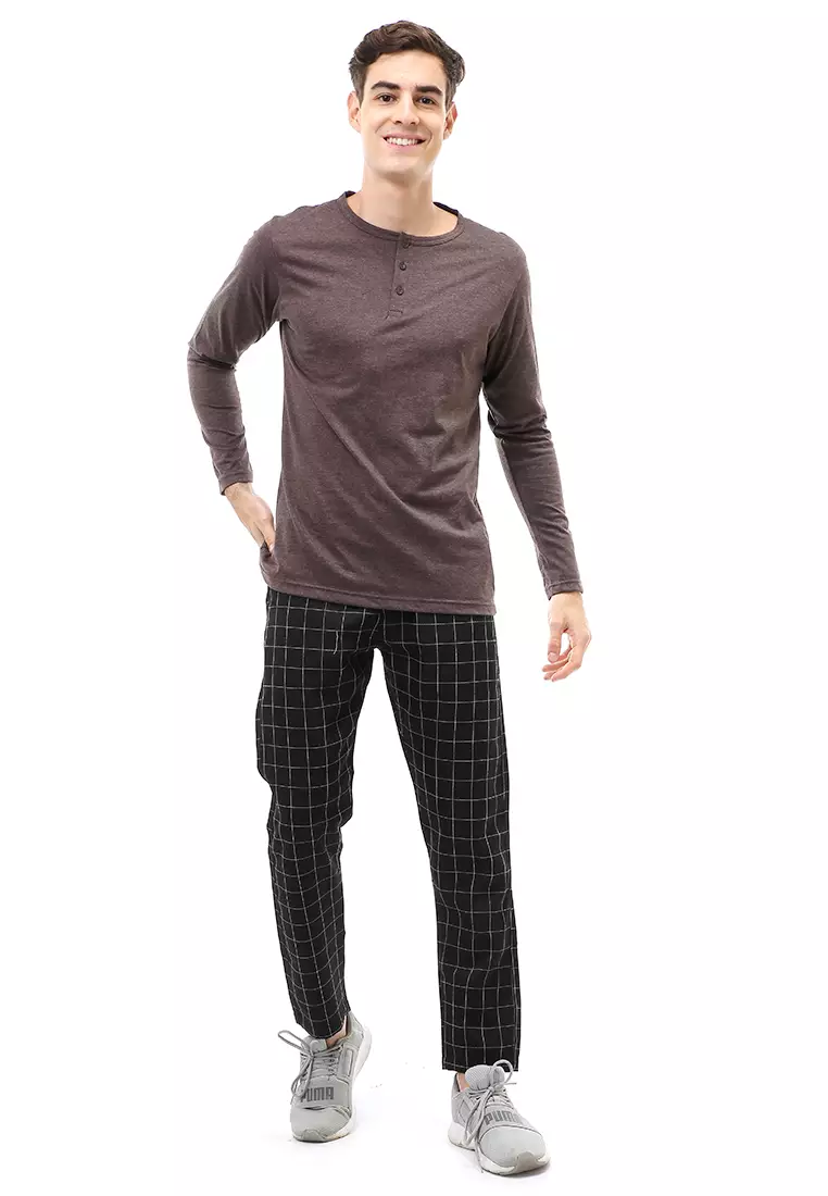 Jack T-Shirt Atasan Kasual Pria Model Kancing Plain Design Lengan Panjang Material Cotton ORIGINAL