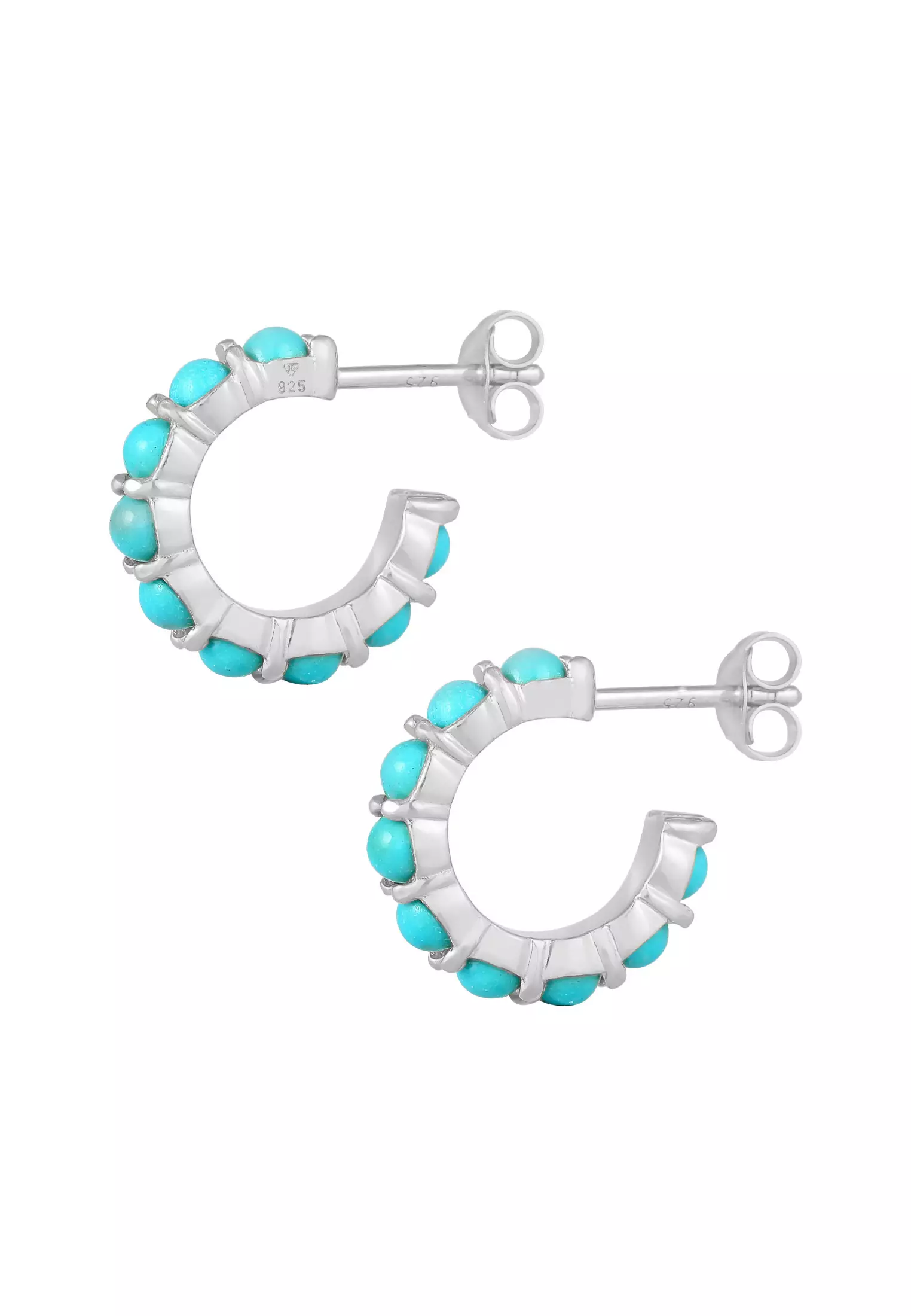 Earrings Men Creoles Boho Vintage With Howlite Beads Turquoise