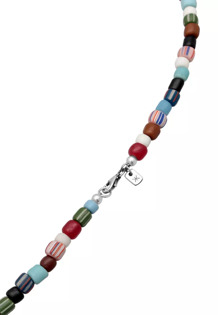 EXCLUSIVE Kalung Perhiasan Perak 925 Pria Glass Beads Colourful Trend Freshwater Pearls