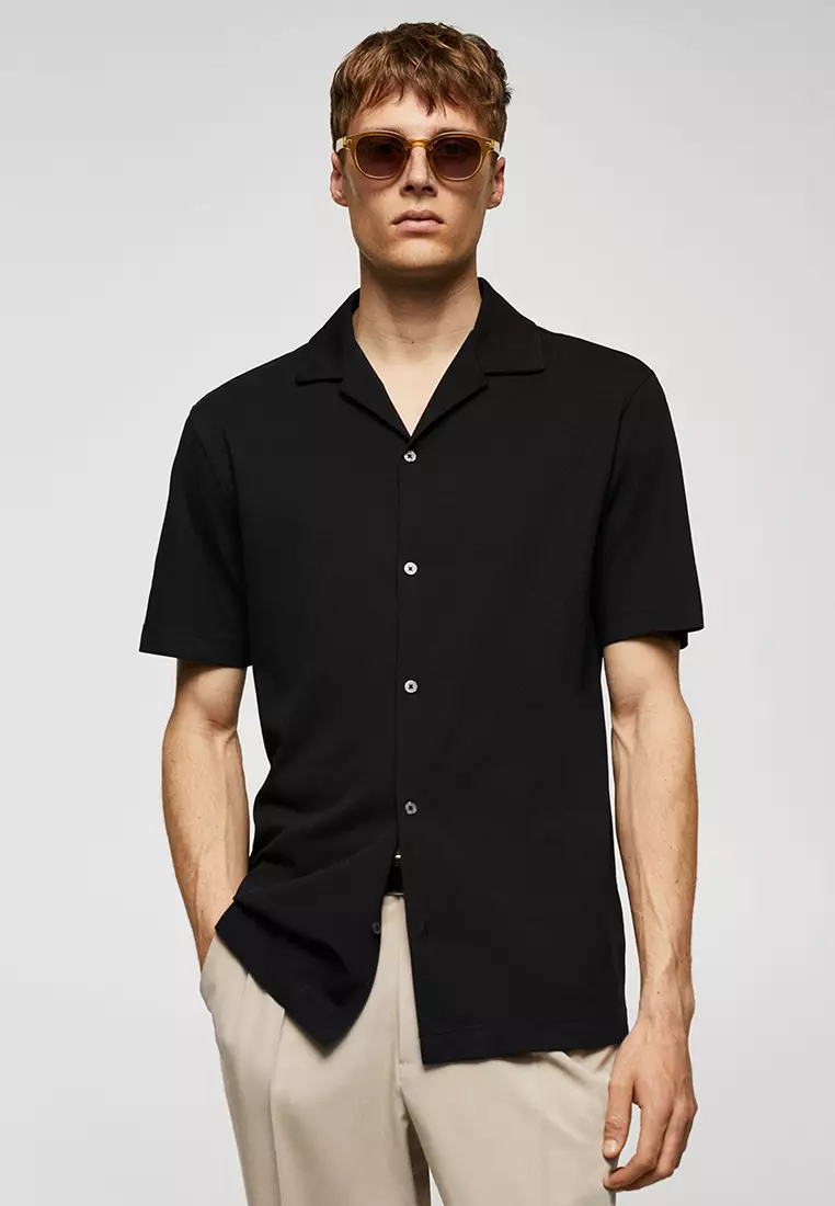 Buy MANGO Man Bowling-Collar Pique Shirt Online | ZALORA Malaysia