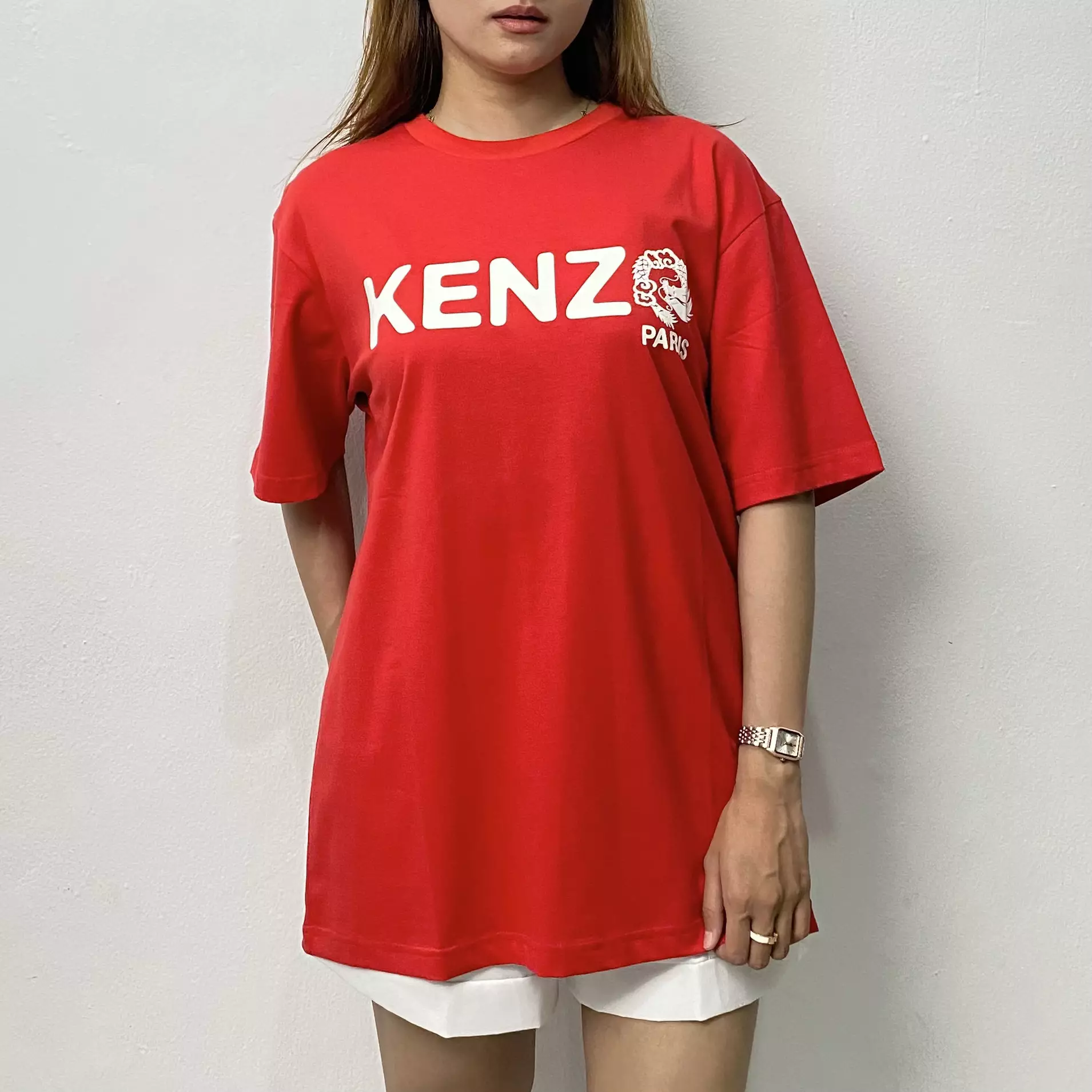 Jual Kenzo Kaos KENZO PARIS TEXT WHITE RED Tshirt 100% ORIGINAL