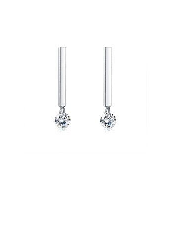 Glamorousky white 925 Sterling Silver Simple Fashion Geometric Line Earrings with Cubic Zirconia D936BACE847569GS_1