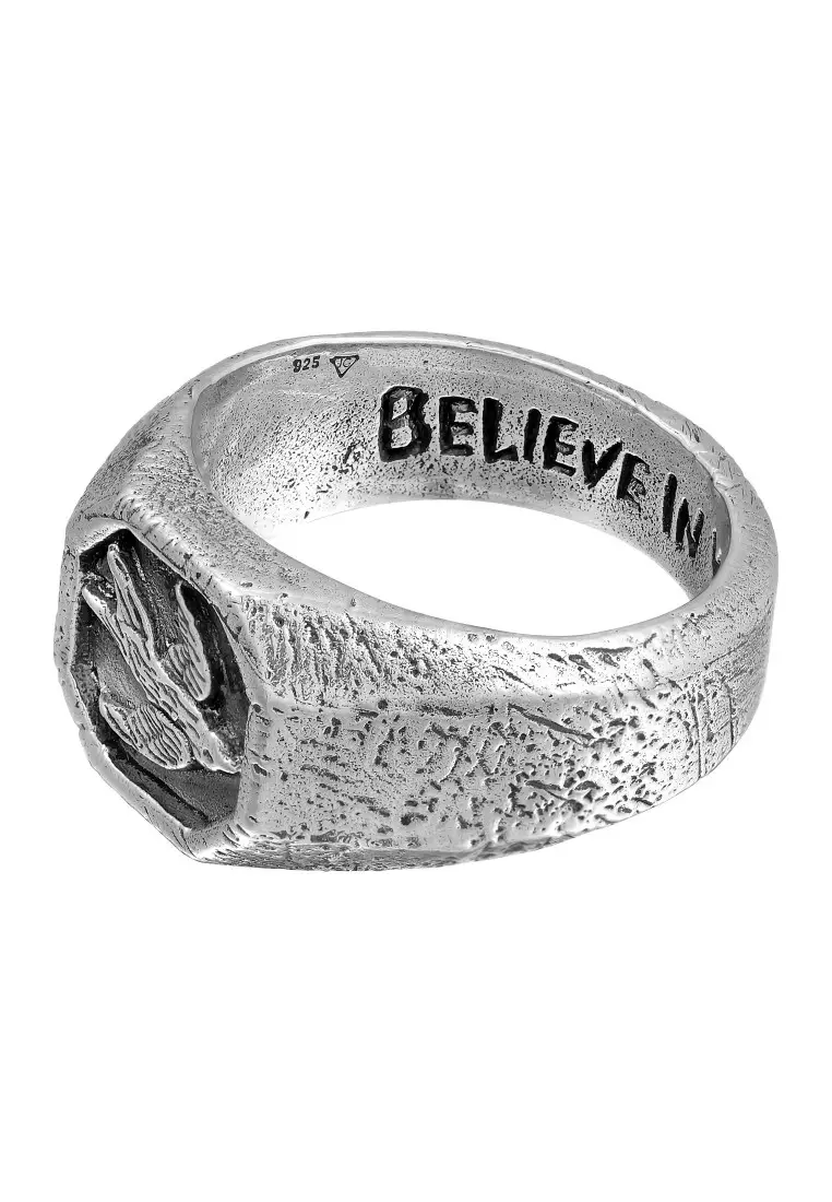 EXCLUSIVE Cincin Perhiasan Perak 925 Pria Swallow Signet Vintage