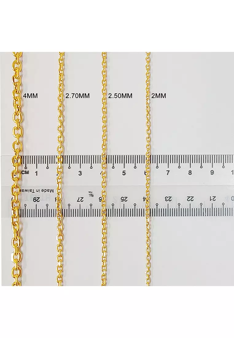 916/22K金 空心萬字頸鏈 R021 (2.50MM, 44CM)