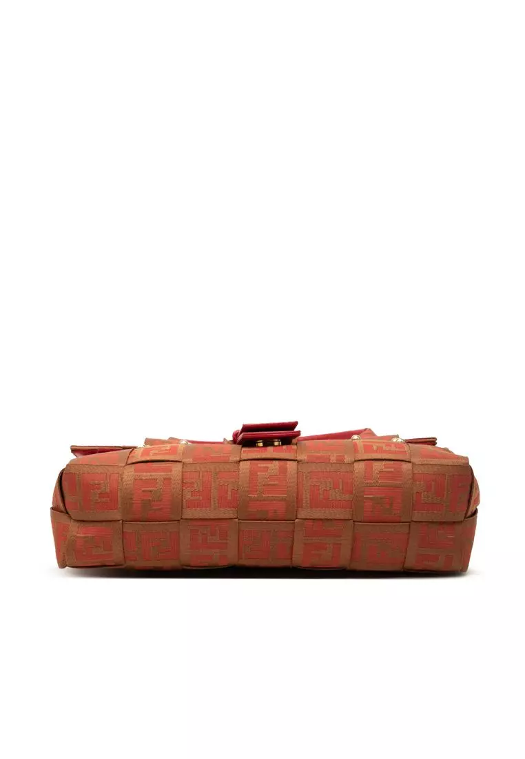 Pre-Loved Fendi Zucca Canvas Crossword Handbag