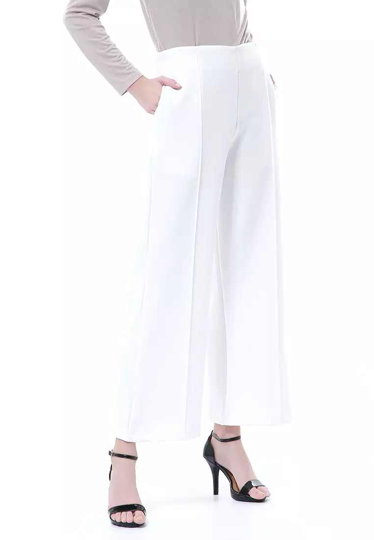 Layilla Scuba Cullote Polos Rok Bawahan Wanita Premium Quality - White