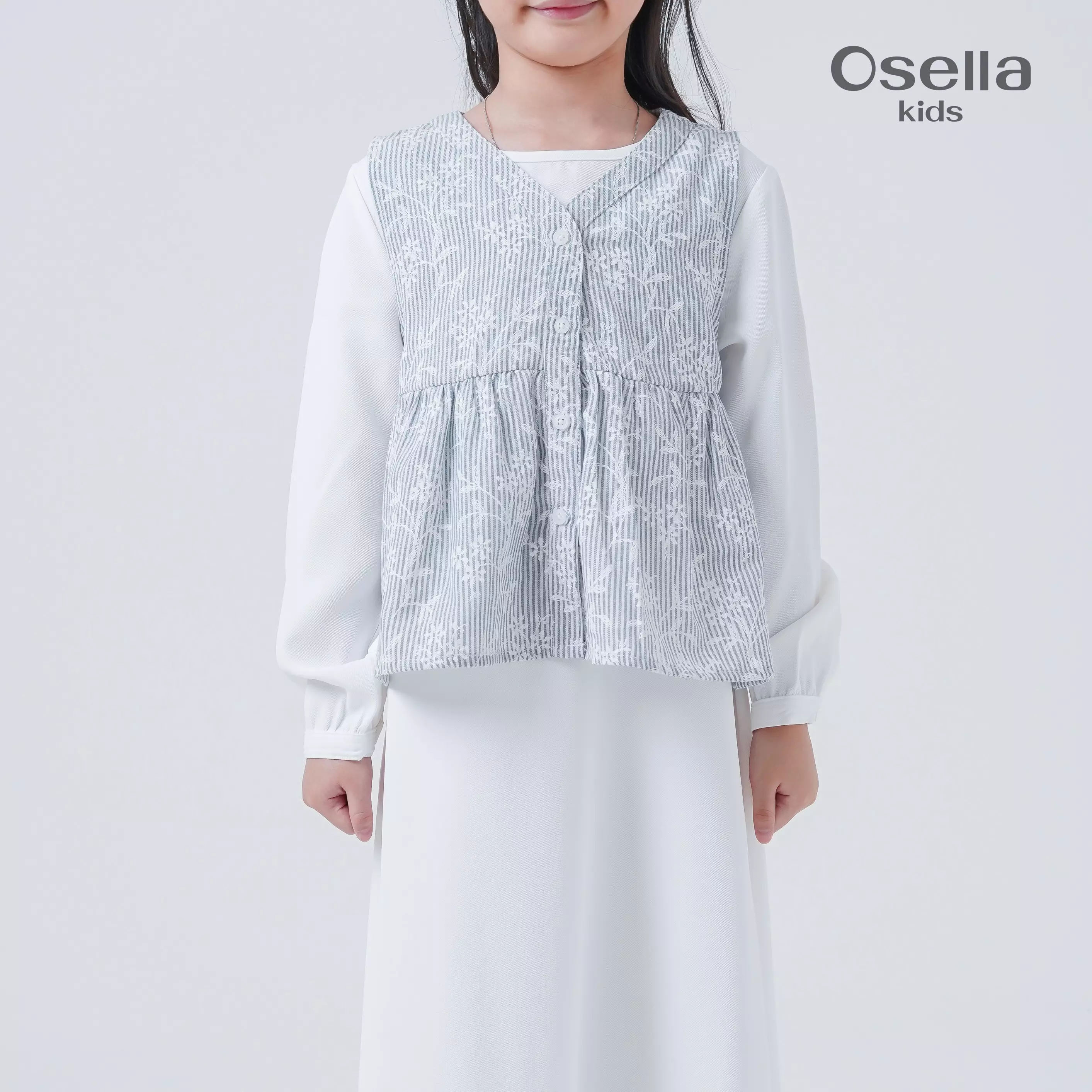 Osella Kids Azure Layered Dress With Vest Set 1357660101 | Gaun Raya Set Vest Anak Perempuan