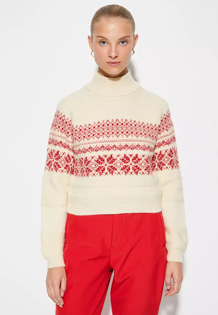 Turtleneck Sweater Knit Textured Pattern