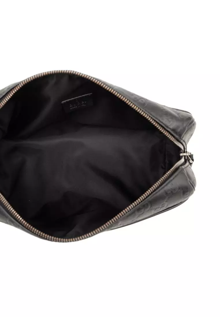Pre-Loved Gucci Guccissima Trimmed Nylon Clutch