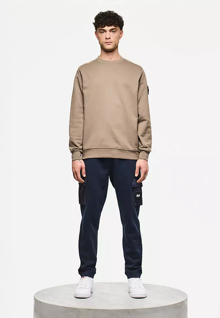 MENS TOBACCO F BOMB CREW WITH RIPSTOP OVERLAY