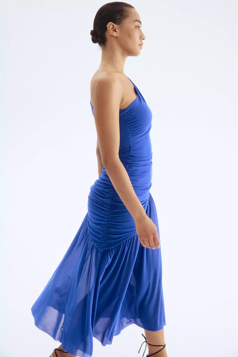 Draped one-shoulder dress