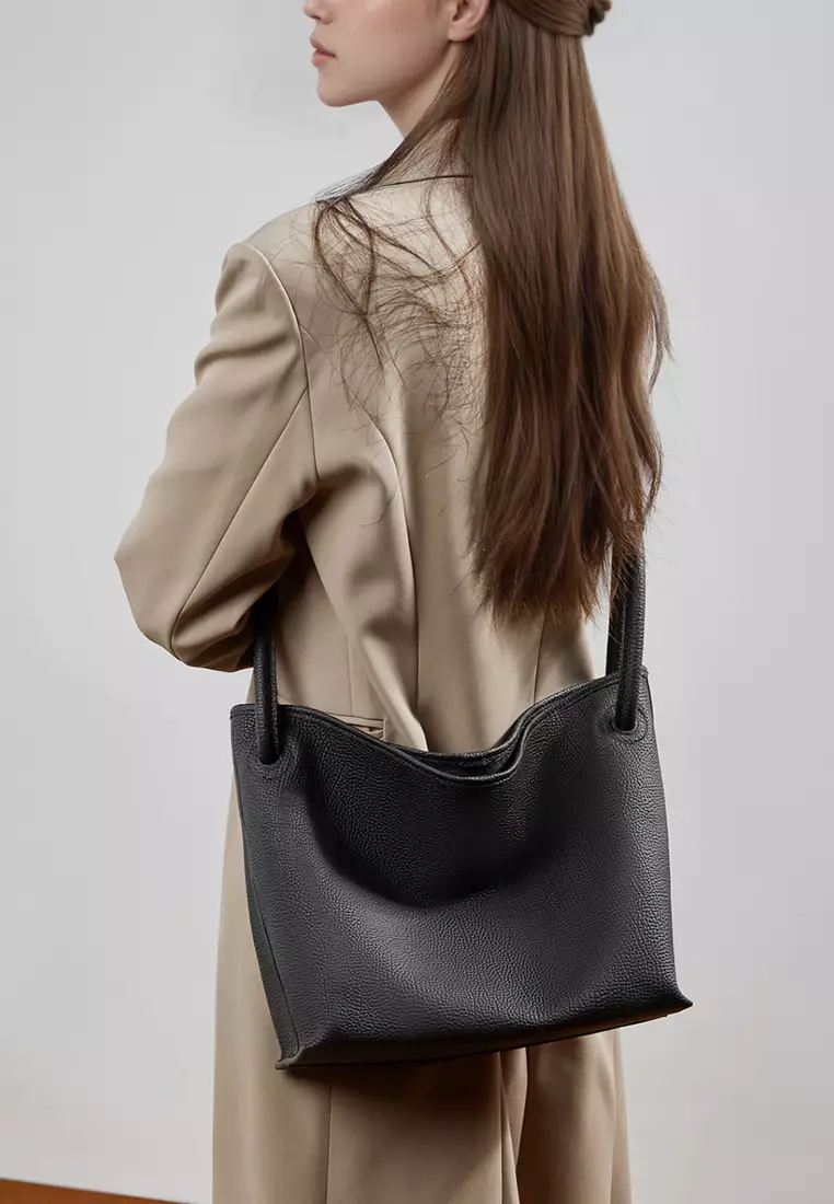 Minimal Style Top Grain Cowhide Bucket Bag QSL3297