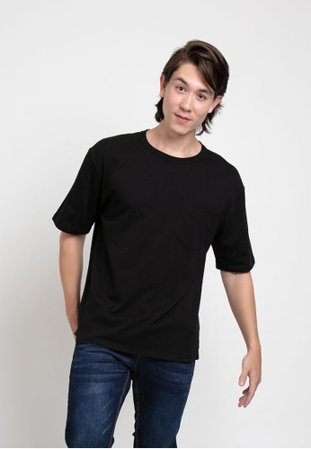 FOREST black Forest Premium Weight Cotton Linen Knitted Boxy Cut Crew Neck Tee T Shirt Men - 621217-01Black F5F85AA6B62F11GS_1