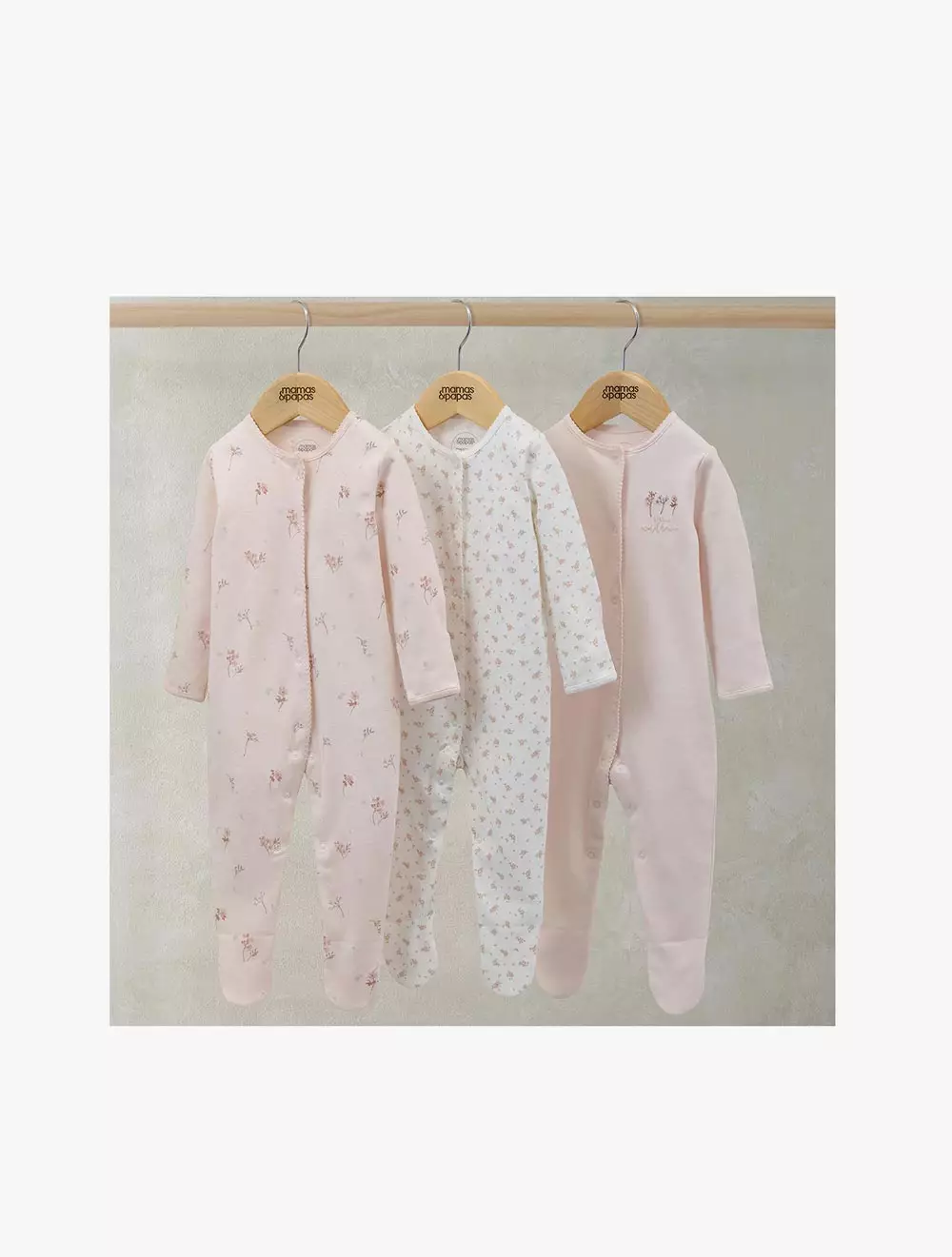 Mamas & Papas Sleepsuits (Pack of 3) - Wildflower Floral - MPSS79FK5J