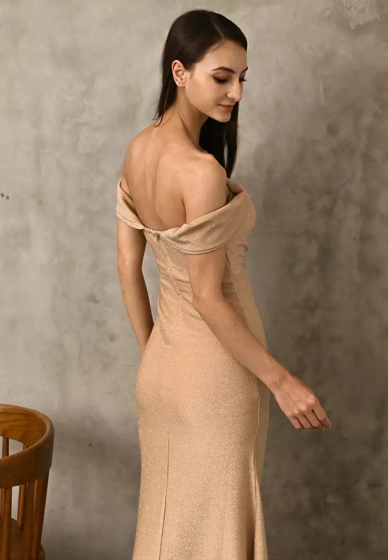 Off-shoulder Glitter Dress