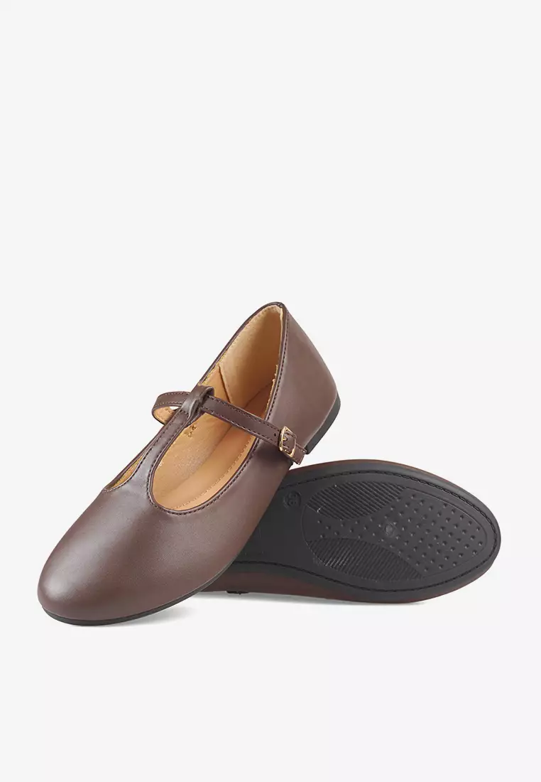 Sepatu Flatshoes Wanita Mary Jane L.Virtue in Coffee