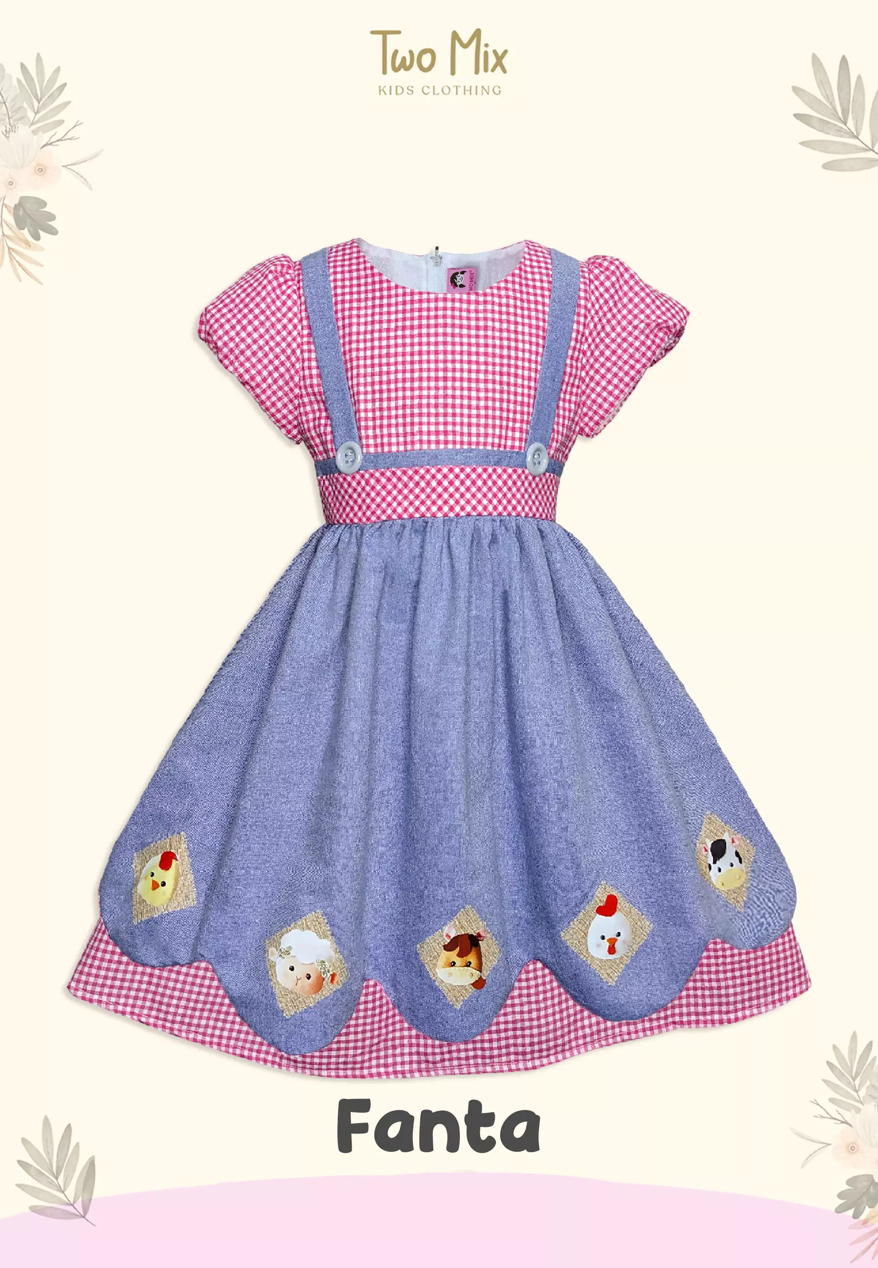 Two Mix - Baju Dress Anak Perempuan Lucu - Outfit OOTD Anak Cewek 1-12 Tahun 4187b Fanta