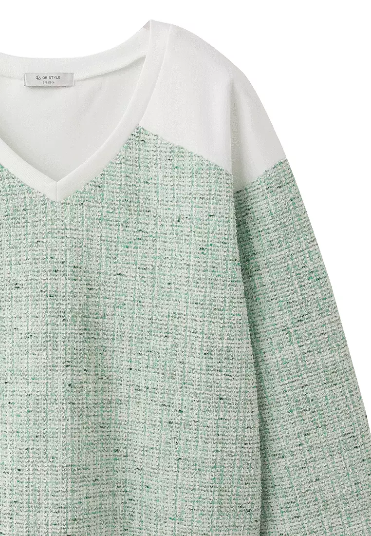 Metallic-Detail V-Neck Top [AB19943]