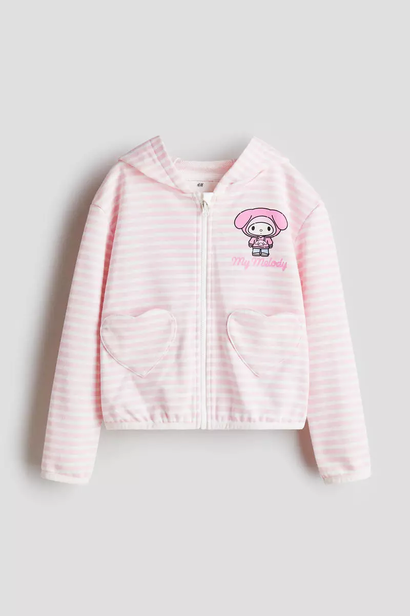 Printed zip-through hoodie