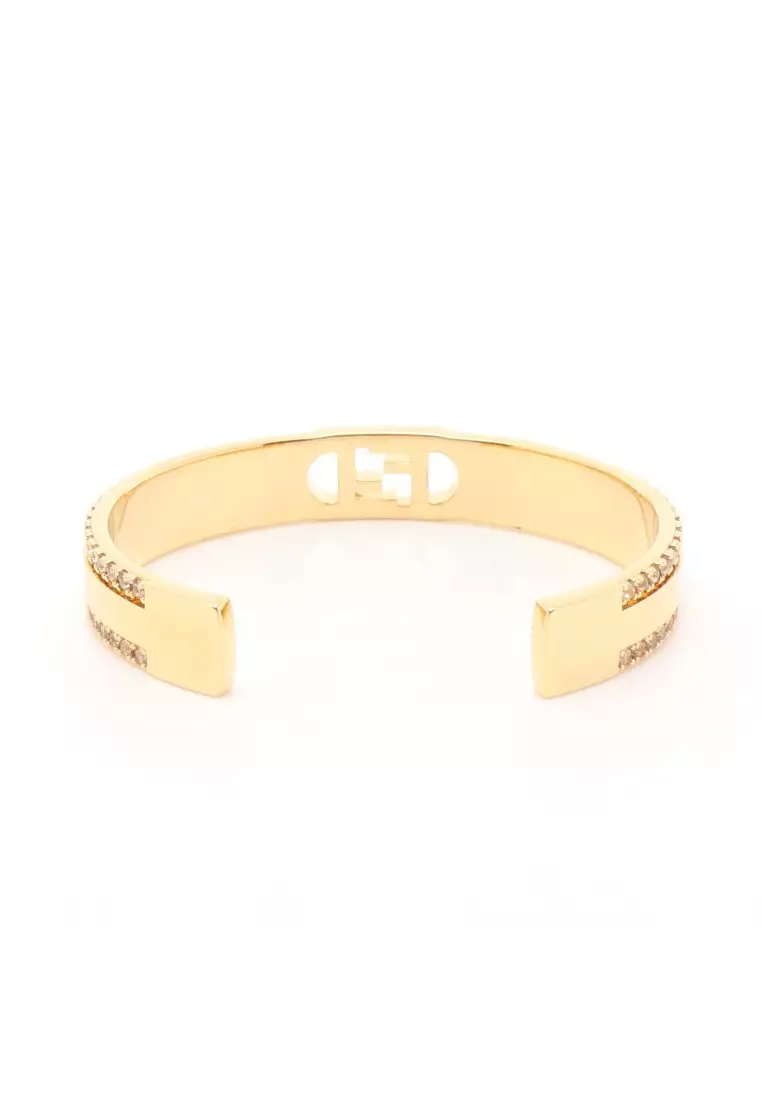 Buy FENDI Pre loved Fendi FF logo bangle GP Rhinestone gold clear