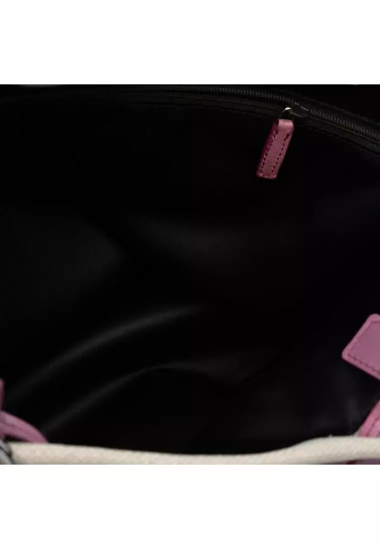 Pre-Loved Saint Laurent Canvas Fringed Heart Applique Tote