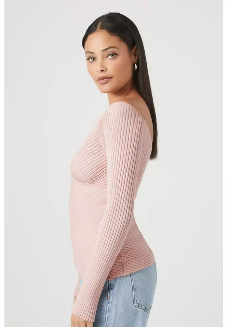 Ribbed surplice cheap sweater