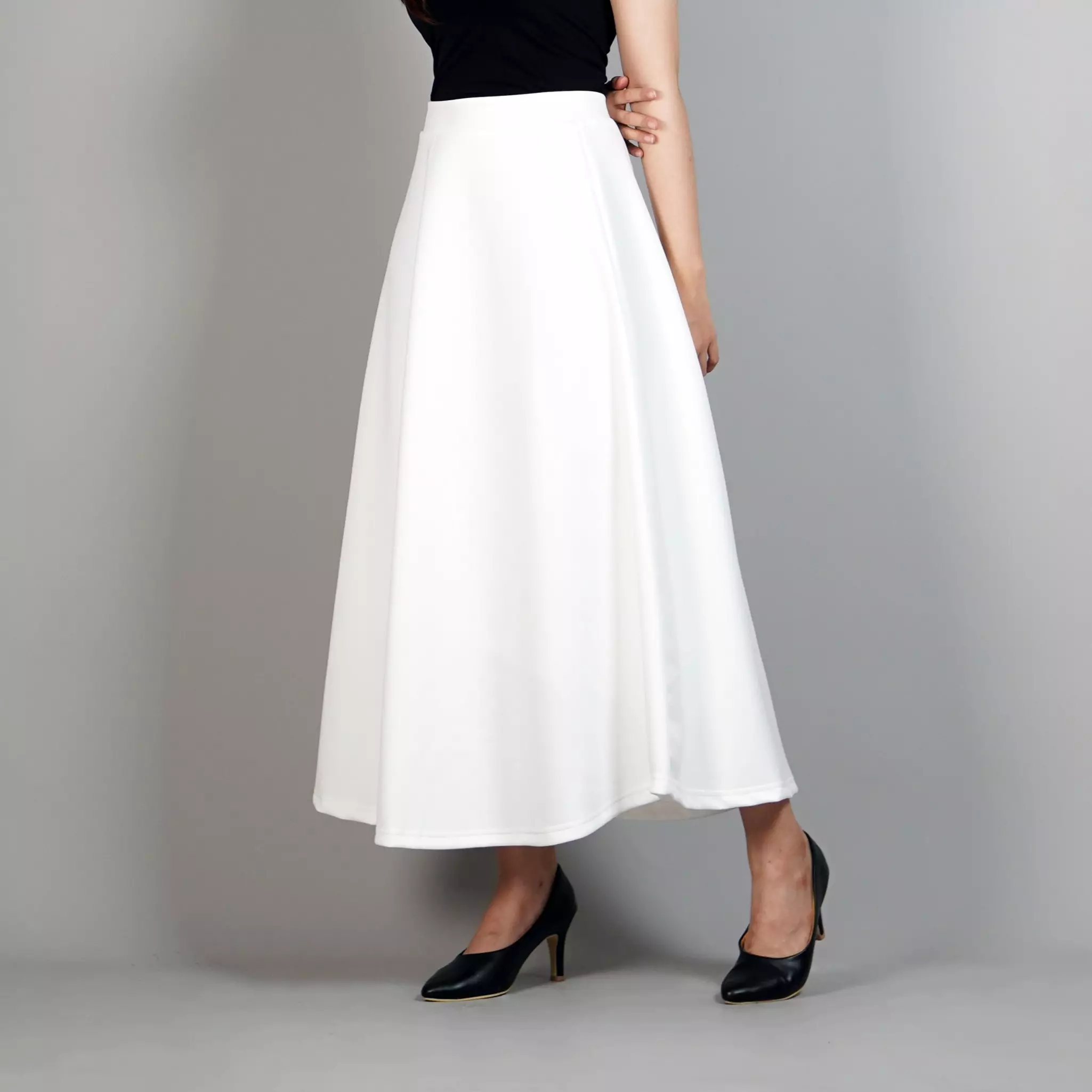 RACHEL Rok Panjang Wanita Rok Putih Polos Rok Maxi Skirt Korean Style - PUTIH