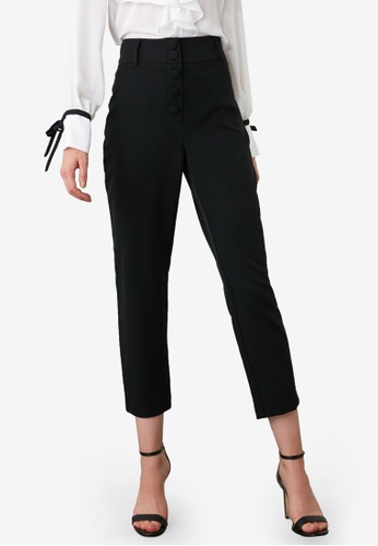 Trendyol black High Waist Button Detail Trousers 6AAB9AA2A88712GS_1