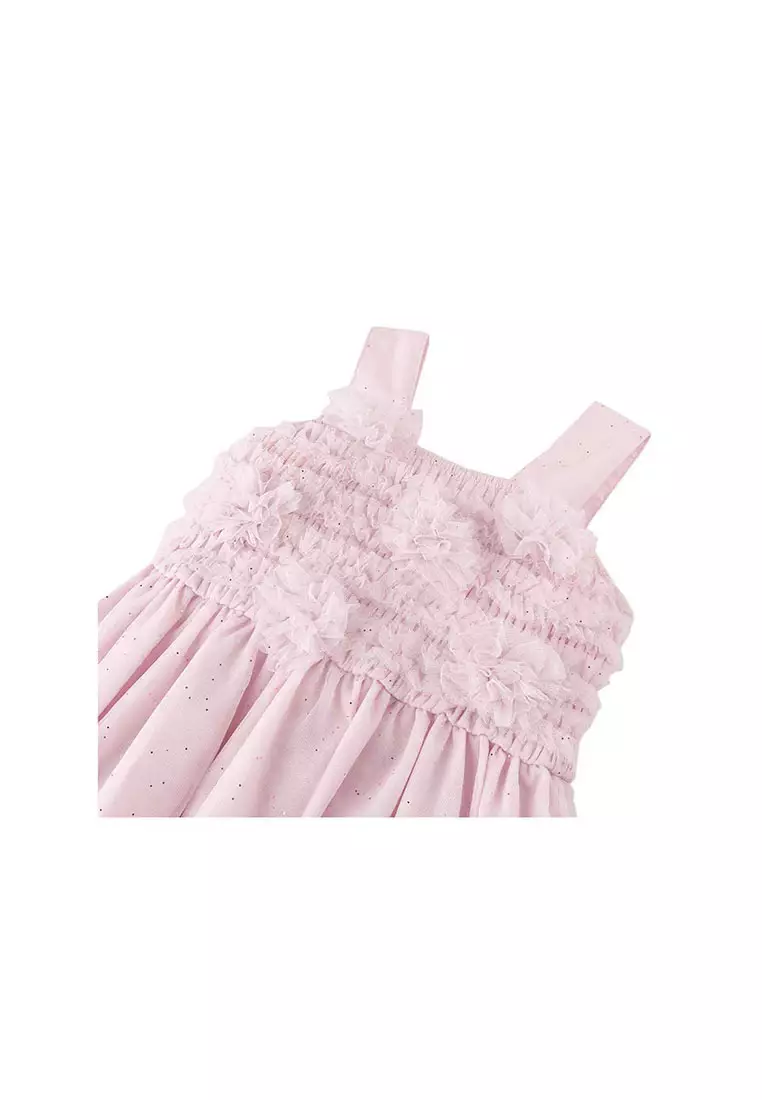 Tulle Dress With Rose Corsages On Smocked Bodice