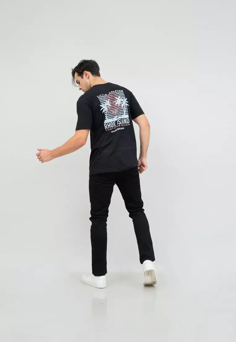 kaos pria lengan pendek rhode island hitam size jumbo houseofcuff