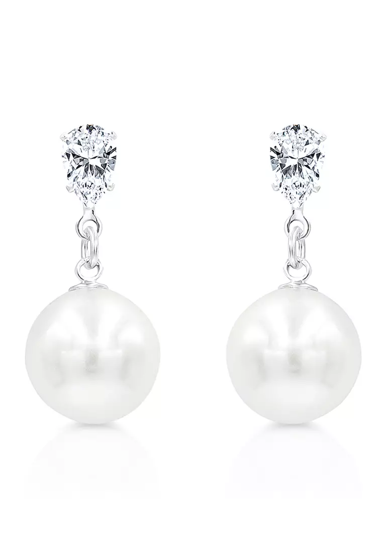 Dangling pearl earrings deals with diamonds