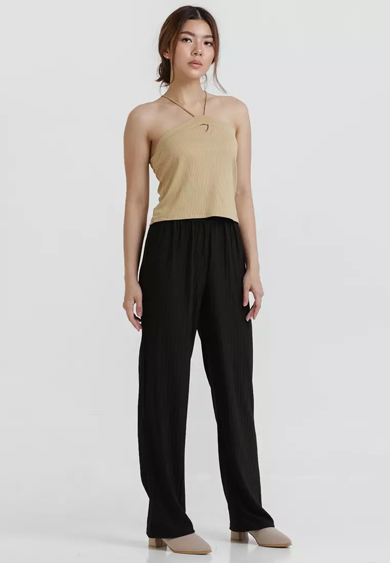 Knit Halter Tank Top in Mustard