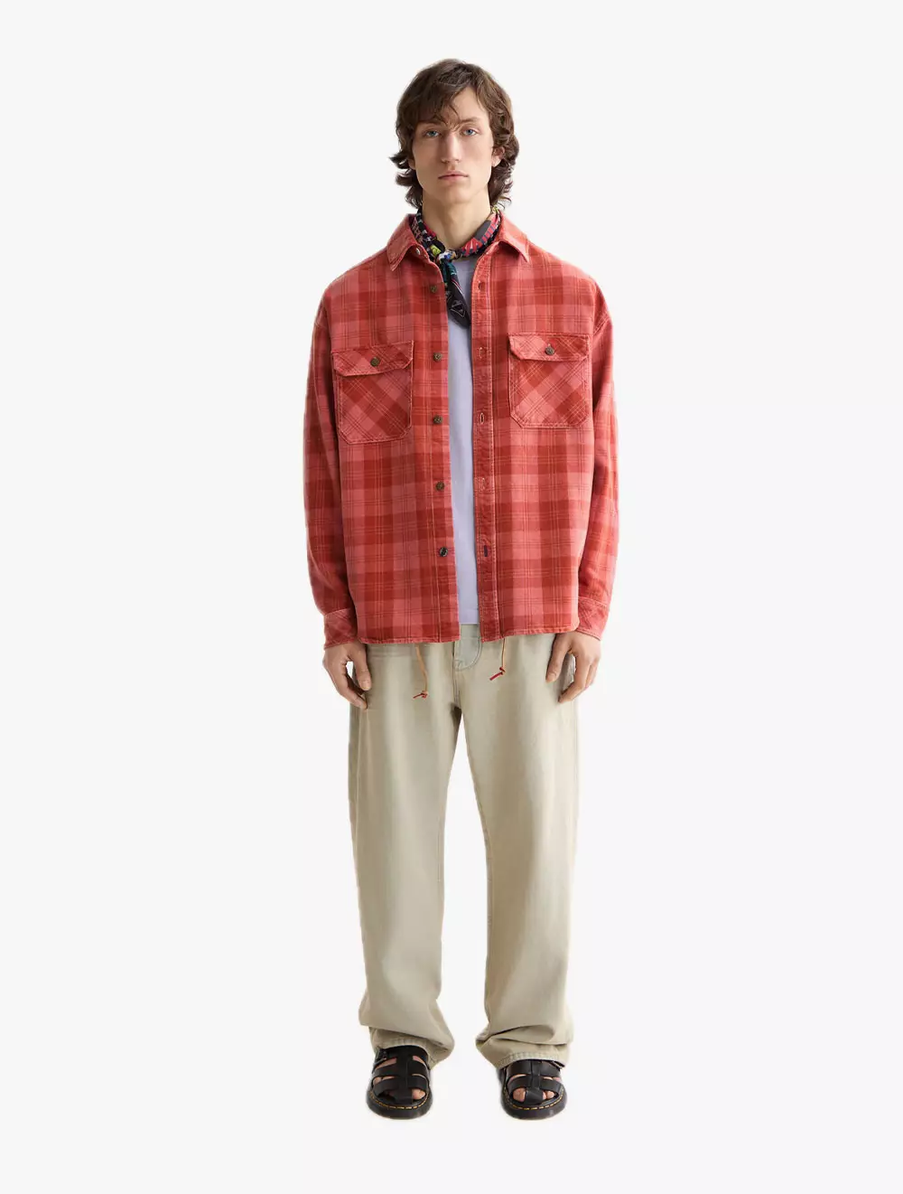 Washed Denim Checked Overshirt - SDA180860610