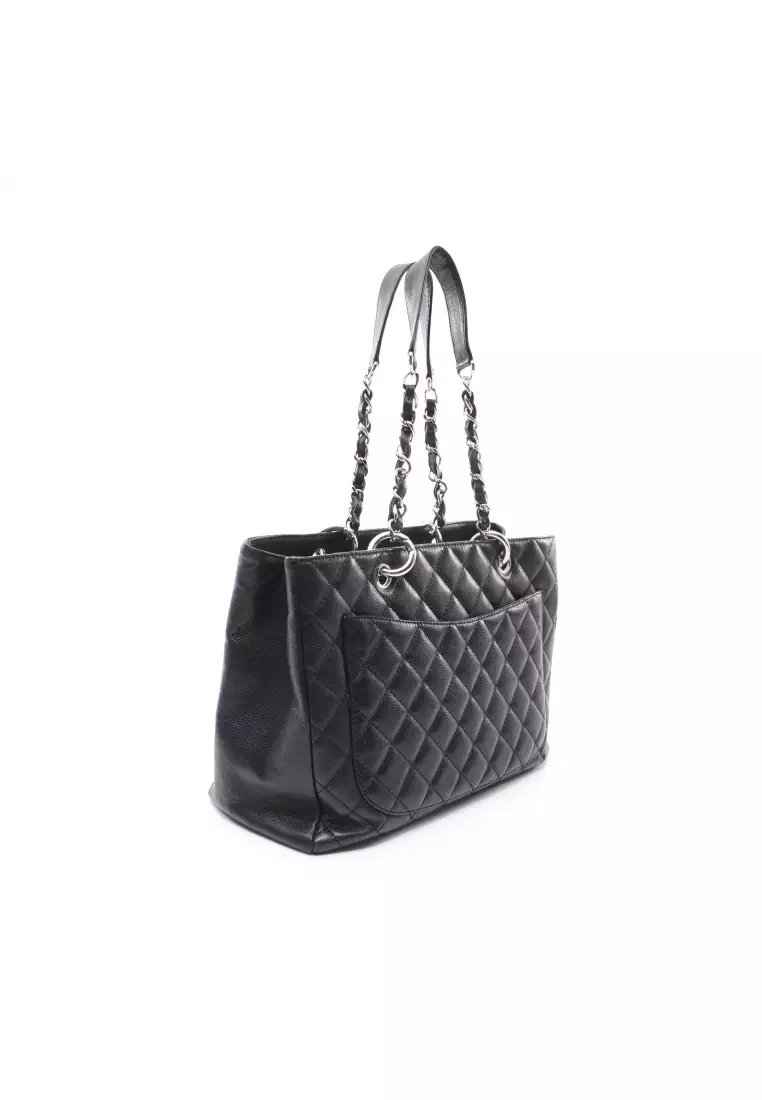 Buy Chanel Pre-loved Matelasse Grand Shopping Gst Chain Shoulder Bag Chain  Tote Bag Caviar Skin Black Silver Hardware 2023 Online