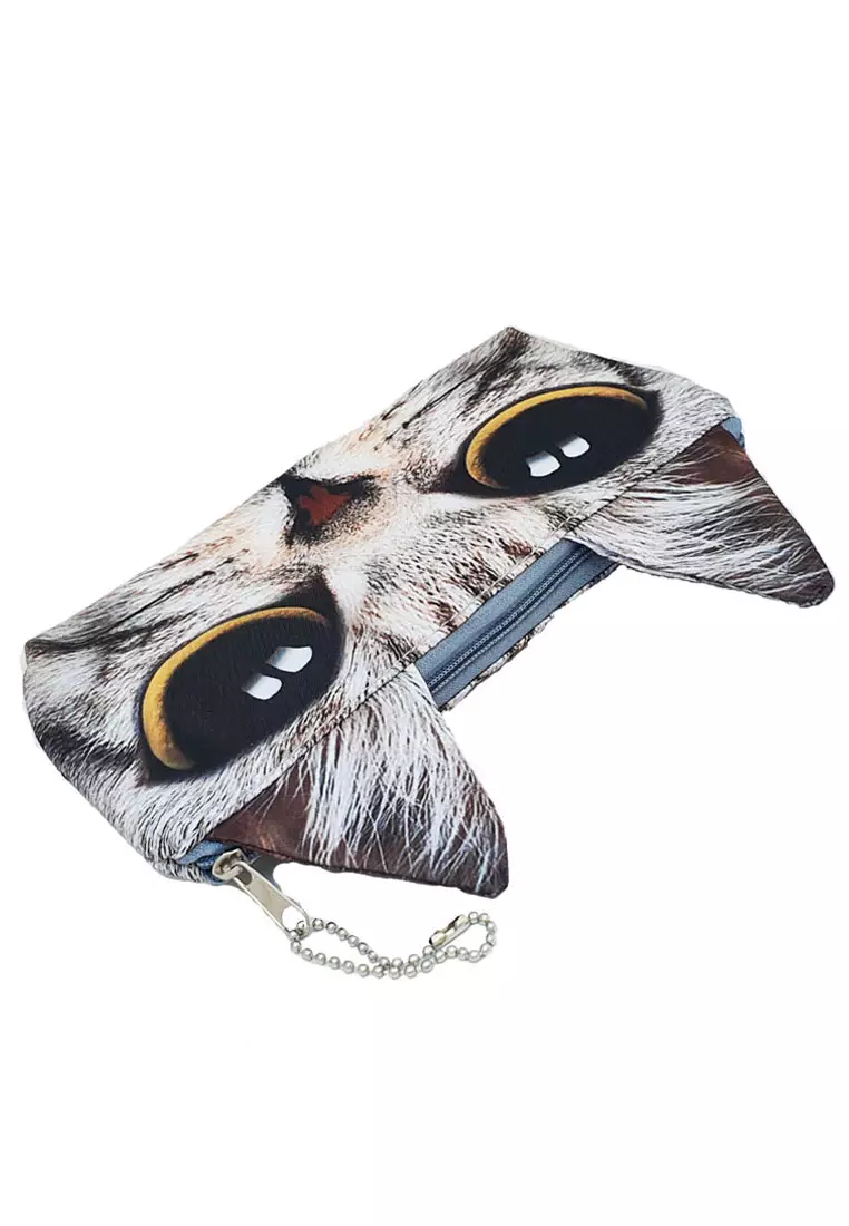 Grey Cat Face 3D Pouch