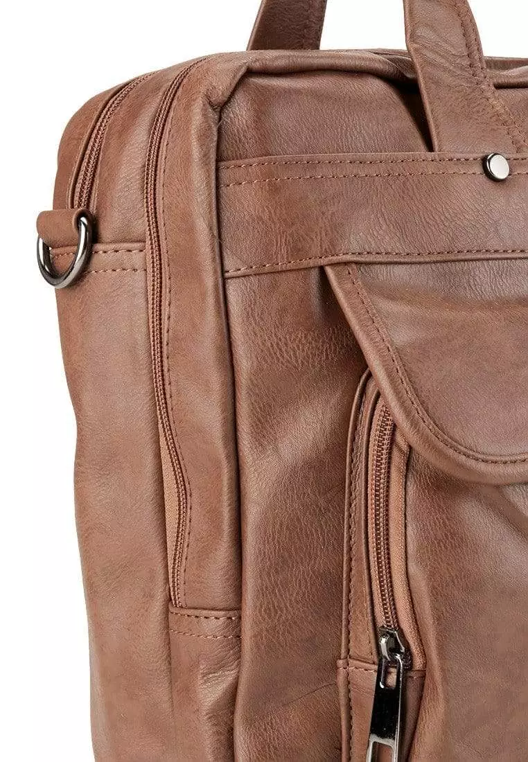 Distressed Leather Laptop Tote Bag