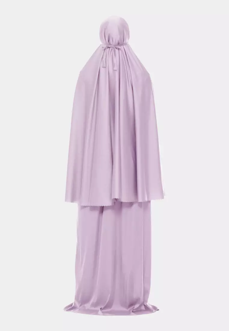 Ayesha Mukena 2in1 Prayer Set Polos Lasercuting Armani Silk Premium By Cotton Bee - Chic Lilac