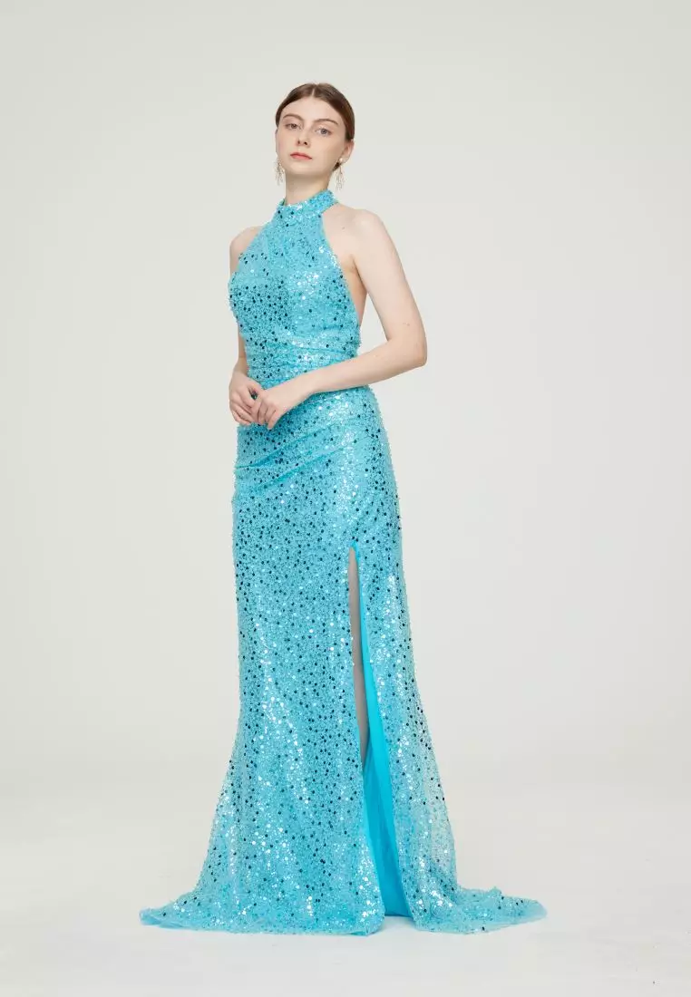 Turquoise online halter dress