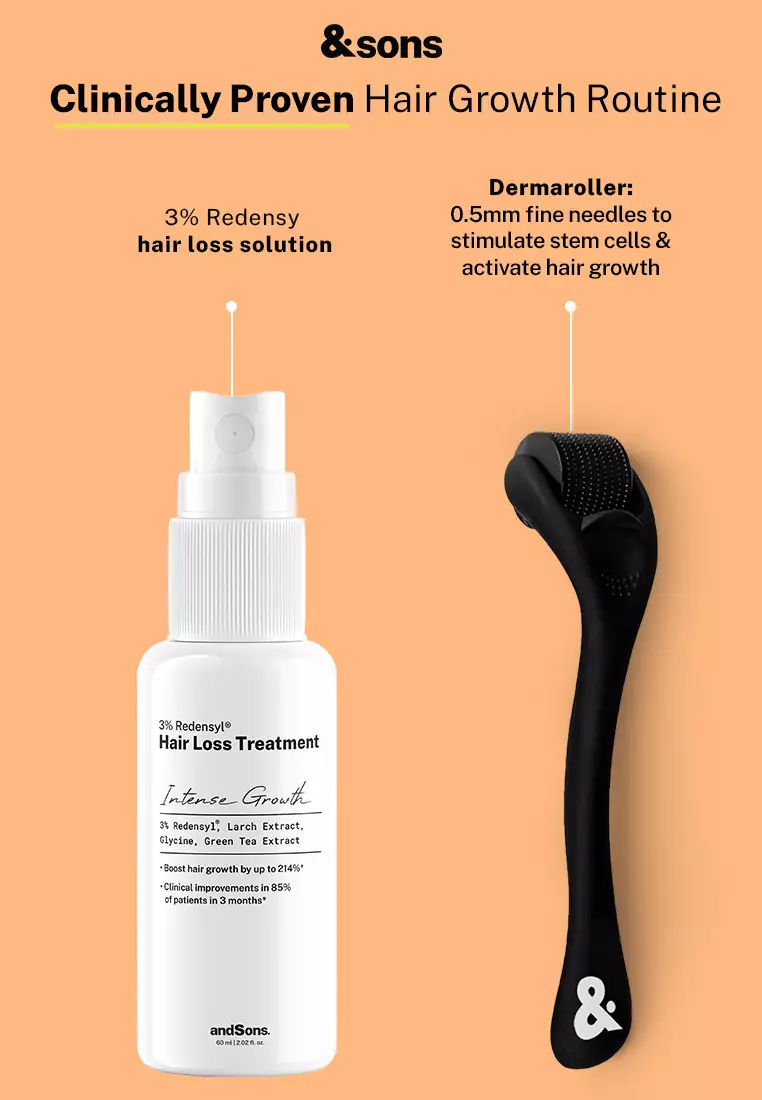 andSons Intense Hair Growth Gift Box Set (Shampoo + Conditioner + 3% Redensyl Serum + Dermaroller)